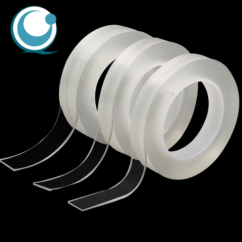 Fita acrílica dupla face transparente de 1mm, adesivo forte, nano fita gecko de montagem reutilizável para decoração de carro, escritório doméstico